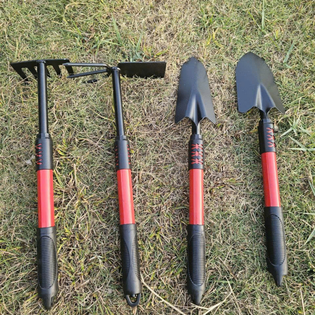 Bộ dụng cụ làm vườn 4 món (2 xẻng cào đất, 1 cuốc, 1 bàn cào) - Dụng cụ nông nghiệp GD Smart