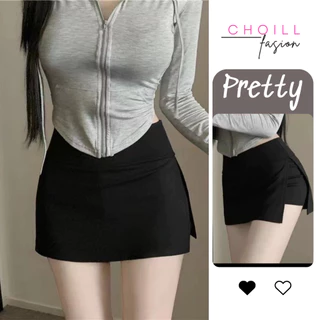 Chân Váy Ngắn Chữ A Xẻ Tà Đẹp, Chân Váy Mini Xẻ Hông Chất Umi Co Dãn Không Nhăn Cao Cấp Dễ Phối Đồ 8380C