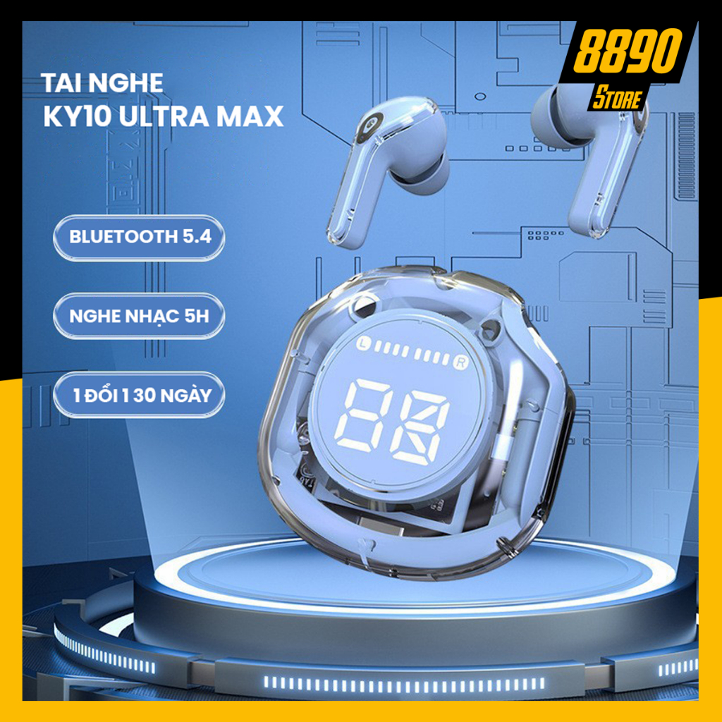 Tai nghe bluetooth KY10 Ultrapods Max cảm ứng, bass hay, bản nâng cấp ...