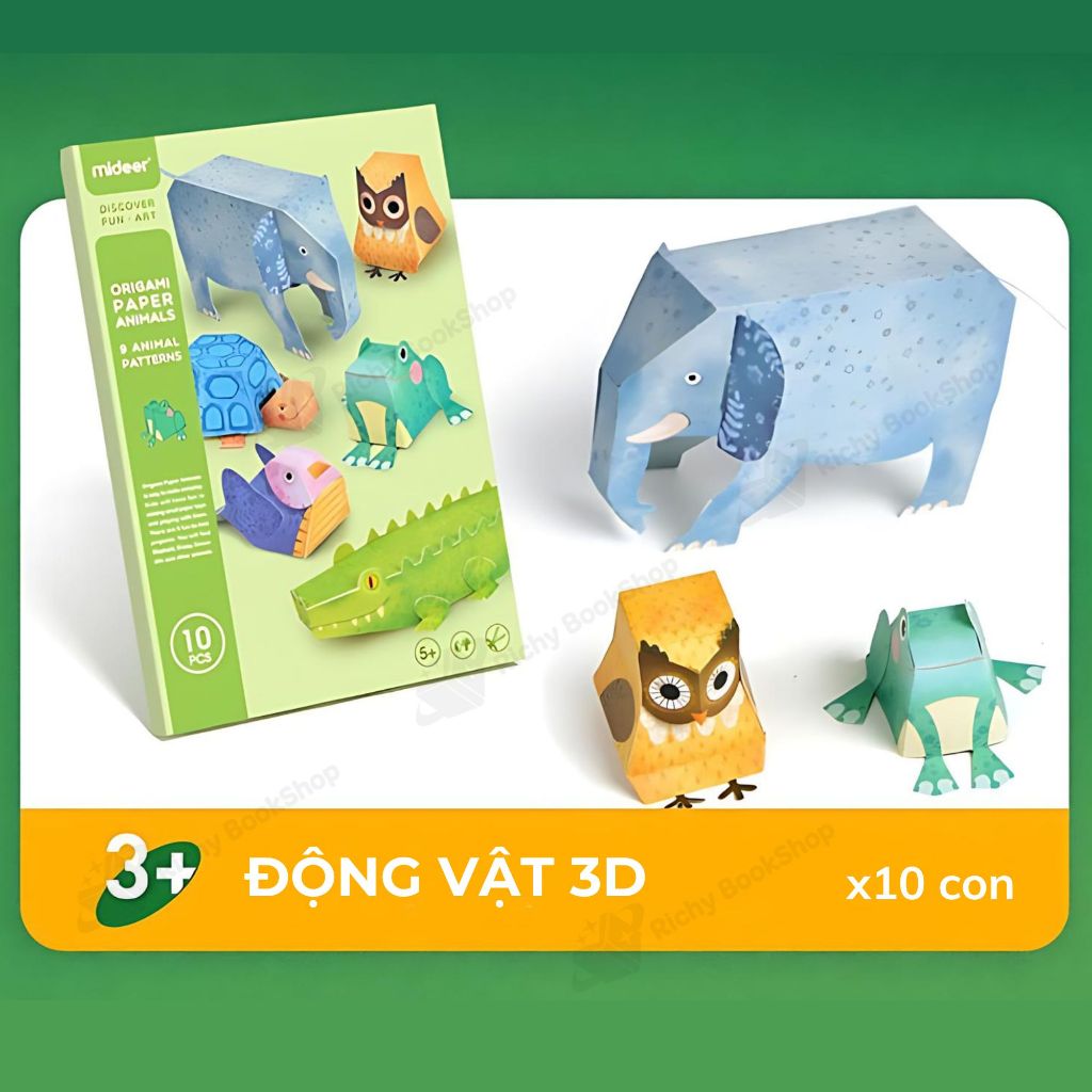 Giấy gấp Origami Thủ Công Các Con Vật Mideer ORIGAMI PAPER ANIMALS, Đồ Chơi Thủ Công Cho bé