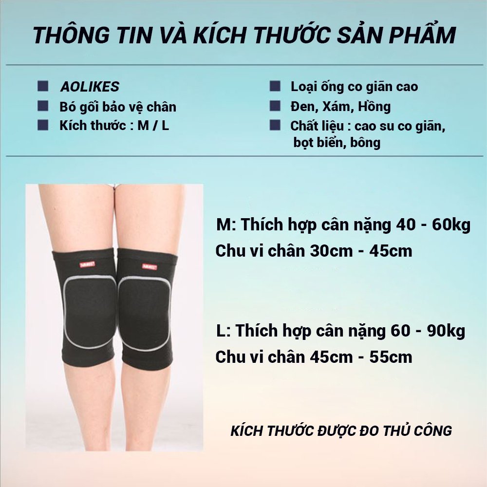 Bó Gối Thun Co Giãn AOLIKES Có Đệm Mút Chống Chấn Thương Gối (1 Cặp) - Phụ kiện thể thao, Băng Gối