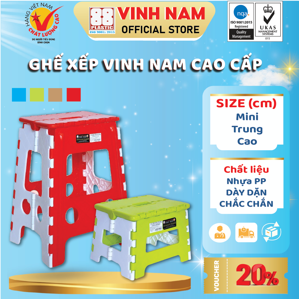 Ghế Xếp Mini Ghế Xếp Lùn Ghế Xếp Cao Vinh Nam Plastic Cao Cấp Nhựa PP Cứng Cáp Ghế Nhựa Gấp Gọn