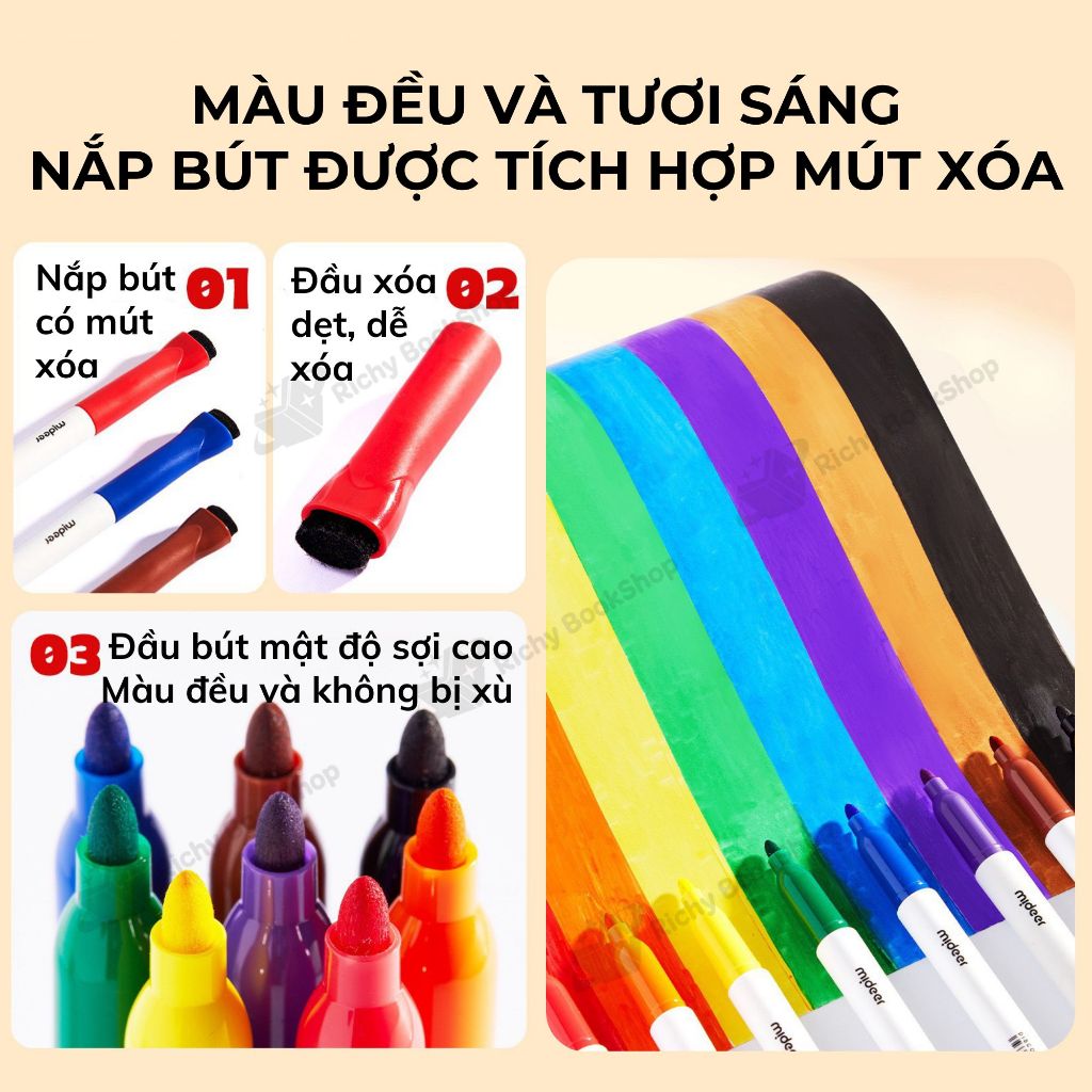 Bút Dạ Bảng Trắng Sáng Tạo 8 màu Mideer Little Artist - Whiteboard Maker