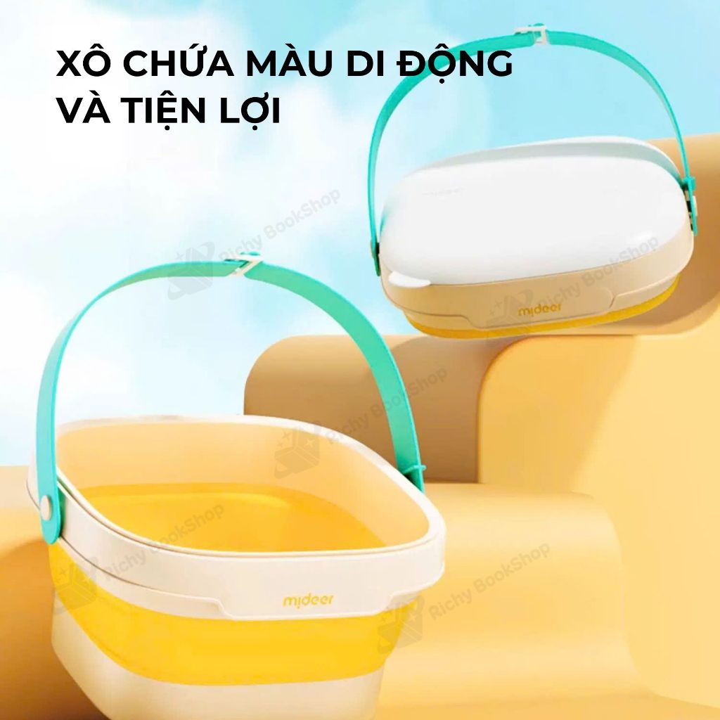 Màu Sơn Nước 16 Màu Kèm Dụng Cụ Và Hộp Đựng Gấp Gọn Mideer Portable Gouache Paint Bucket Set