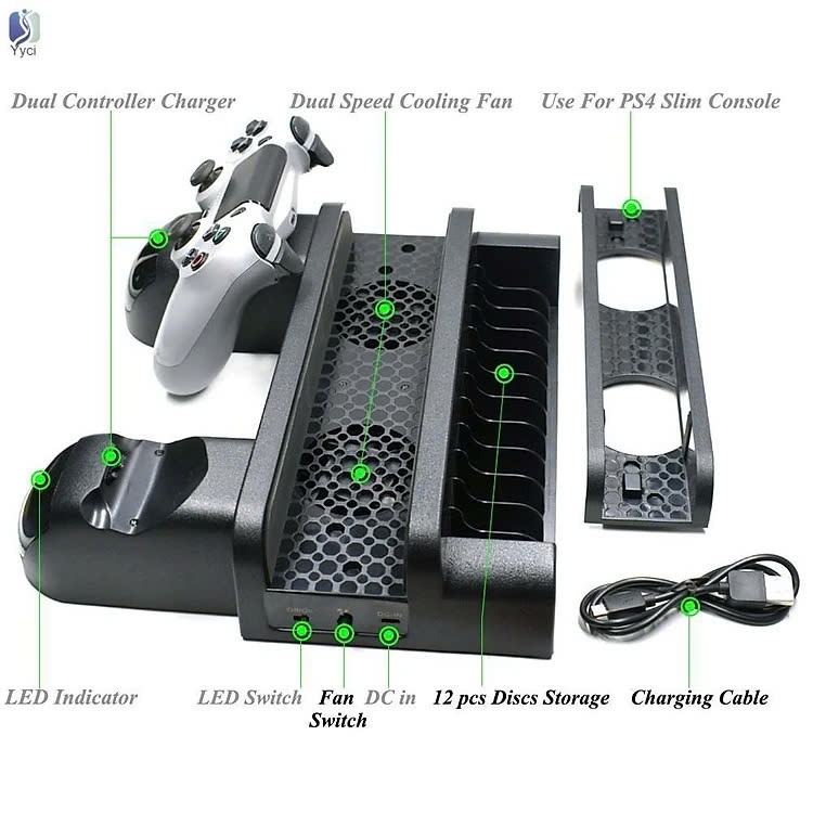 Đế đỡ đứng tản nhiệt với đèn LED thích hợp cho PS4/ PS4 Slim/ PS4 Pro ...