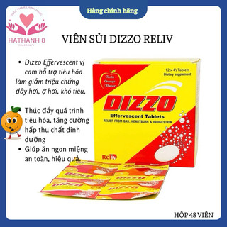 CHÍNH HÃNG: Vỉ 4 viên Sủi Làm Hỗ trợ tiêu hoá Giảm đầy hơi, khó tiêu, ợ chua DIZZO Effervescent Vị Cam-Date xa