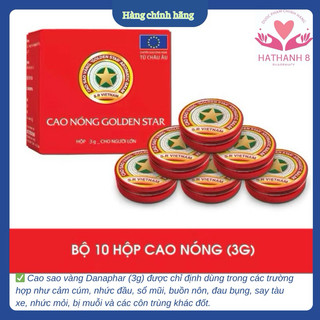 [SÉT 10 lọ ] Cao Sao Vàng Danaphar Hộp 3gr giảm đau đầu, say tàu xe, cảm cúm, côn trùng đốt