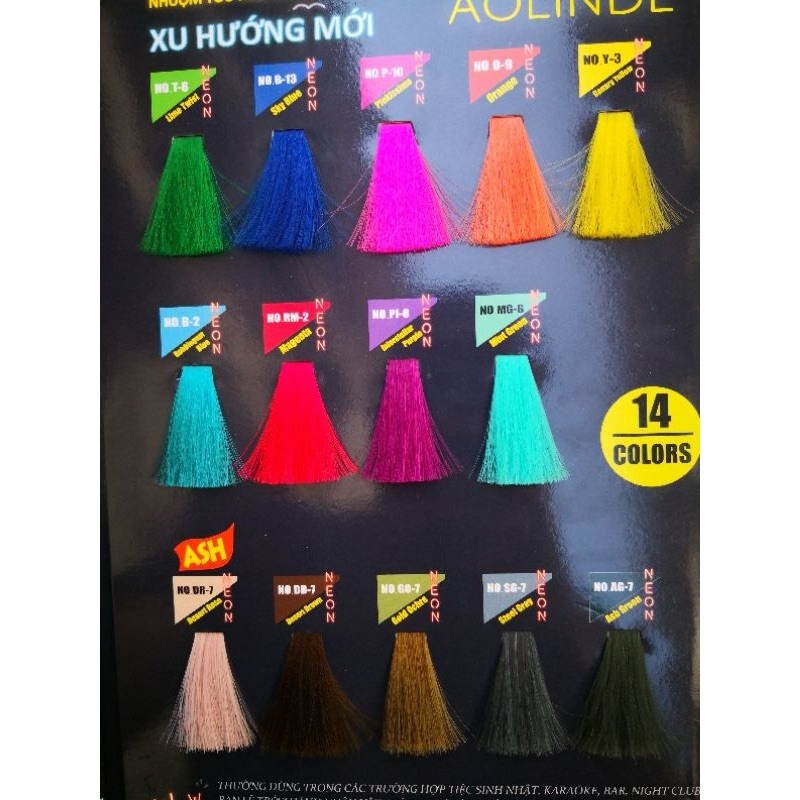 CUỐN BẢNG MÀU NHUỘM TÓC UV NEON AOLINDE