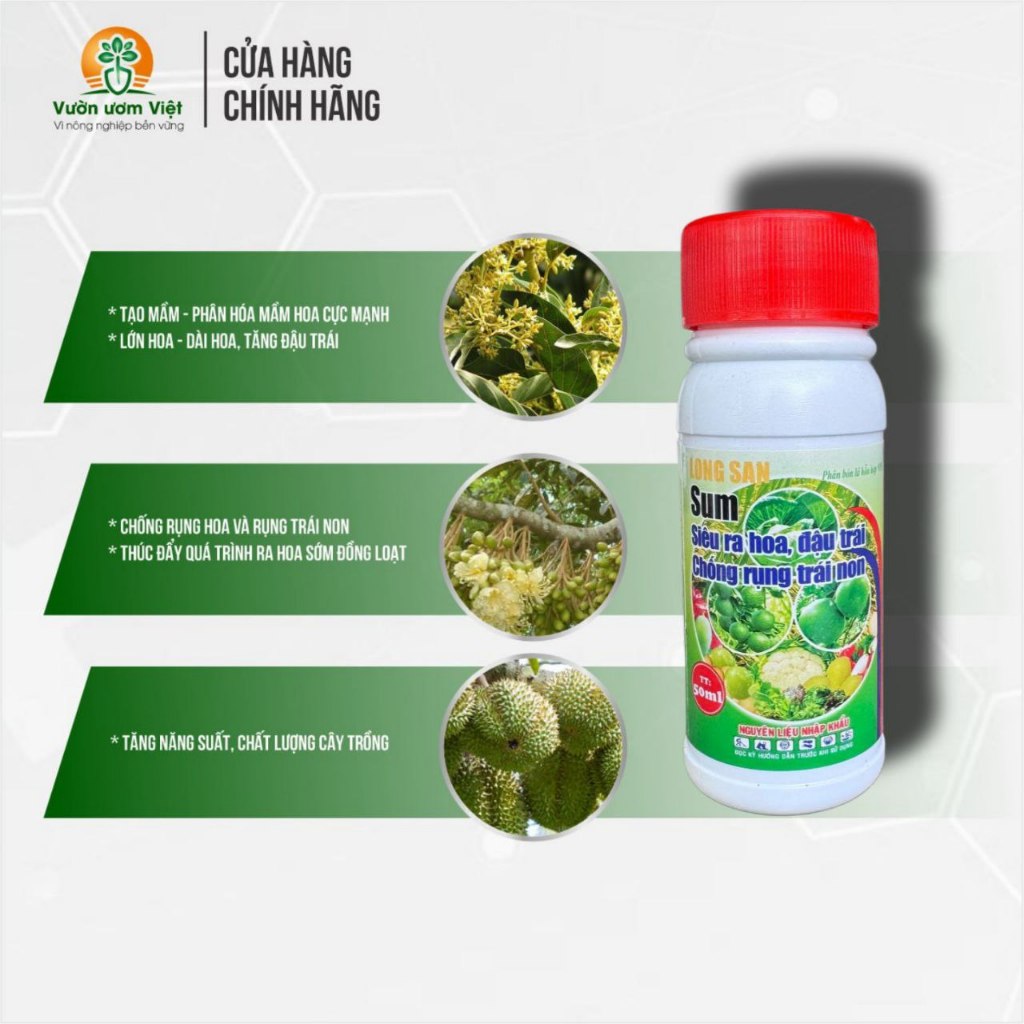 Phân bón dinh dưỡng SUM - ra hoa, chống rụng, nuôi hoa và quả khỏe mạnh, phát triển nhanh, cân đối