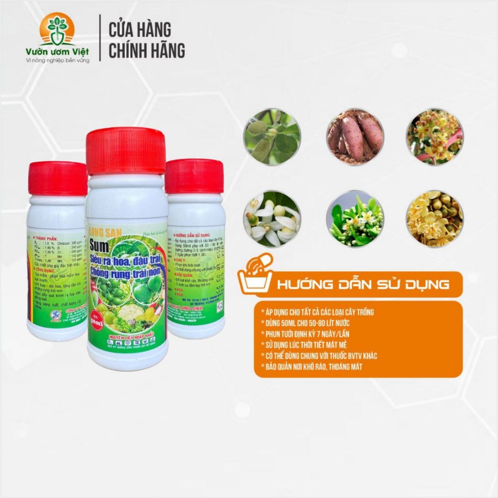 Phân bón dinh dưỡng SUM - ra hoa, chống rụng, nuôi hoa và quả khỏe mạnh, phát triển nhanh, cân đối