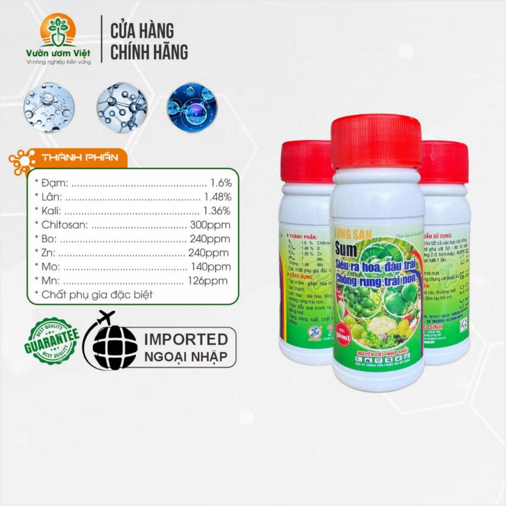 Phân bón dinh dưỡng SUM - ra hoa, chống rụng, nuôi hoa và quả khỏe mạnh, phát triển nhanh, cân đối