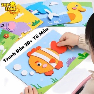 Đồ Chơi Tranh Xốp 3D & Tô Màu Làm Thủ Công DIY 2in1 - Miếng Dán Hoạt Hình Ngộ Nghĩnh, Tranh Dán Thủ Công Cho Bé