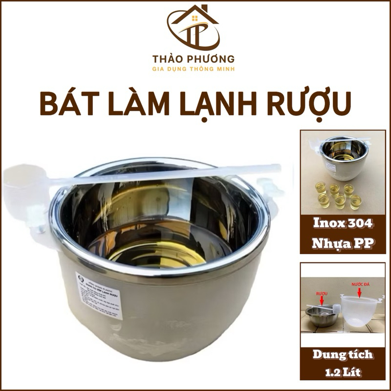 Bát ướp lạnh rượu Inox [TẶNG GÁO MÚC], Bát rượu inox 304 cao cấp sang trọng CM23