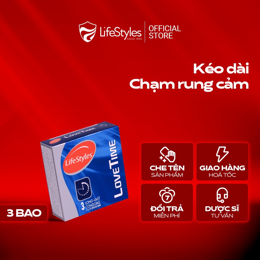 Ảnh Bao cao su LifeStyles siêu mỏng, kéo dài thời gian quan hệ, bao cao su gân gai, hộp 3 bcs/12 bcs 3