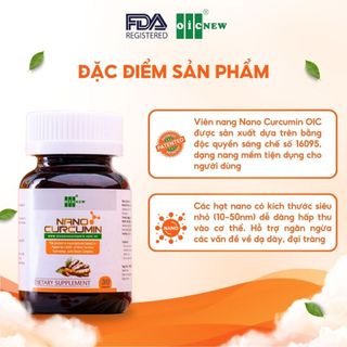 Thực Phẩm Bảo Vệ Sức Khỏe Dạ Dày OIC NEW Nano Curcumin Hàng Xuất USA Hỗ Trợ Tiêu Hóa Lọ 30 Viên