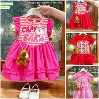 💯💯XẢ KO TÚI💯💯 Váy đỏ/ hồng kẻ  Capybara  mặc Noel/Tết Capy Bara siêu xinh siêu hot bé gái 13-45kg