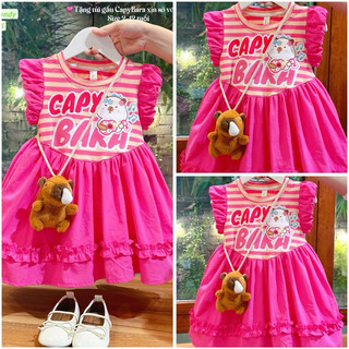 💯💯XẢ KO TÚI💯💯 Váy đỏ/ hồng kẻ  Capybara  mặc Noel/Tết Capy Bara siêu xinh siêu hot bé gái 13-45kg