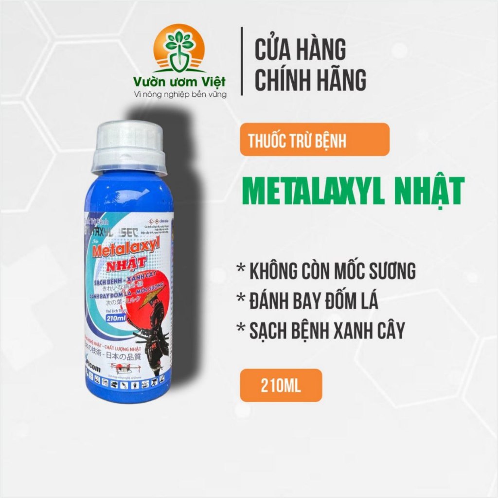 Thuốc trừ bệnh Metalaxyl Nhật 250EC trị nứt thân, xì mủ, mốc sương, đốm lá, thối rễ, ghẻ sẹo - 210ml