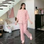 Đồ Bộ Bầu Tay Dài Thiế Kế Cổ Tàu Mặc Nhà Và Sau Sinh Chất Liệu Caro Labee Mềm Mại Cao Cấp LA025B
