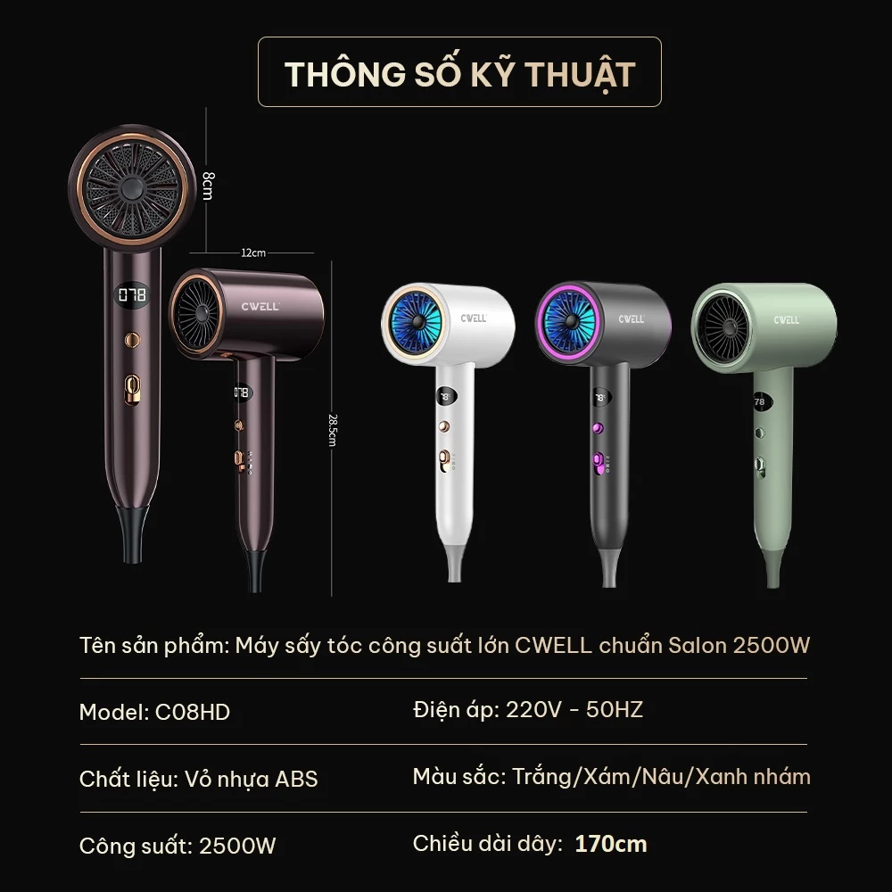Máy sấy tóc CWell C08HD 2500W
