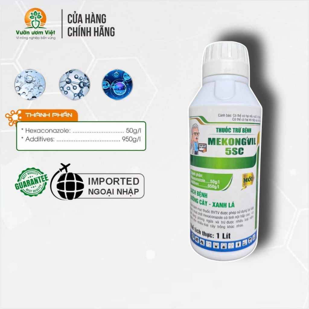 Thuốc trừ bệnh MEKONGVIL 5SC - dạng sữa trị bệnh phổ rộng, làm già đọt cây, dưỡng lá xanh - 1 Lít