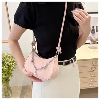Túi Xách Nữ Dáng Kẹp Nách Phối Xích BLing thời trang đi tiệc chất da Pu nhung size 18- TXN07