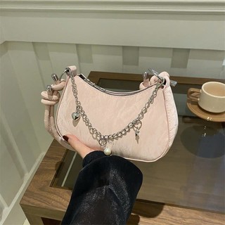 Túi Xách Nữ Dáng Kẹp Nách Phối Xích BLing thời trang đi tiệc chất da Pu nhung size 18- TXN07