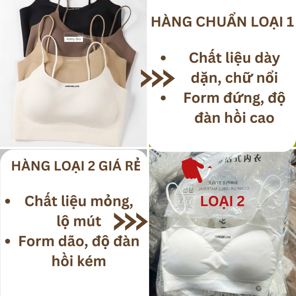 C10 [LOẠI 1] Áo Bra 2 Dây Basic KATHY BRA Chất Gân Tăm Co Dãn Tốt Có Đệm Mút Phối Đồ Siu Xinh | BigBuy360 - bigbuy360.vn