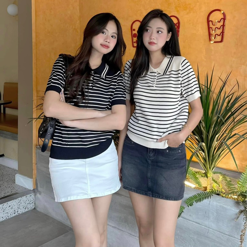 [RÁCH STORE] Áo Len PoLo - 2175 - Cổ Viền - 3 Nút - Kẻ Ngang | Shopee ...