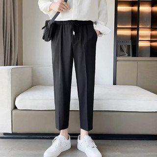 Quần âu nam cạp chun chất vải tuyết hàn co giãn ống suông, quần baggy nam phong cách Hàn Quốc 6502