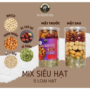MIX SIÊU HẠT 5 LOẠI HẠT (MACCA, HẠNH NHÂN, ÓC CHÓ ĐỎ, ĐIỀU SỮA HẠT NGUYÊN, BÍ XANH)