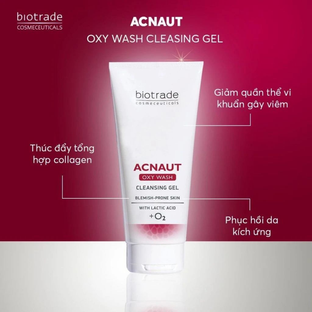 Sữa Rửa Mặt Dạng Gel Dành Cho Da Dầu Mụn Biotrade Acnaut Oxy Wash Cleansing Gel 50ml & 200ml