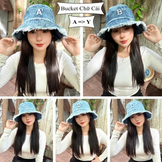 Mũ Bucket Chữ Cái từ A-Y chất Cotton form Unisex Nam Nữ