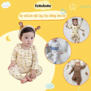 Bộ Quần Áo Thu Đông Dài Tay Bemohome Chất Cotton Mềm Mại Đáng Yêu Cho Bé Trai Bé Gái Từ 5-17kg
