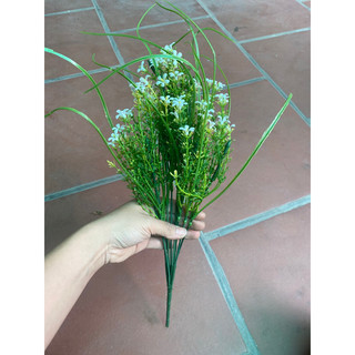 Cụm cỏ rong hoa trắng từ nhựa cao cấp 10 nhánh