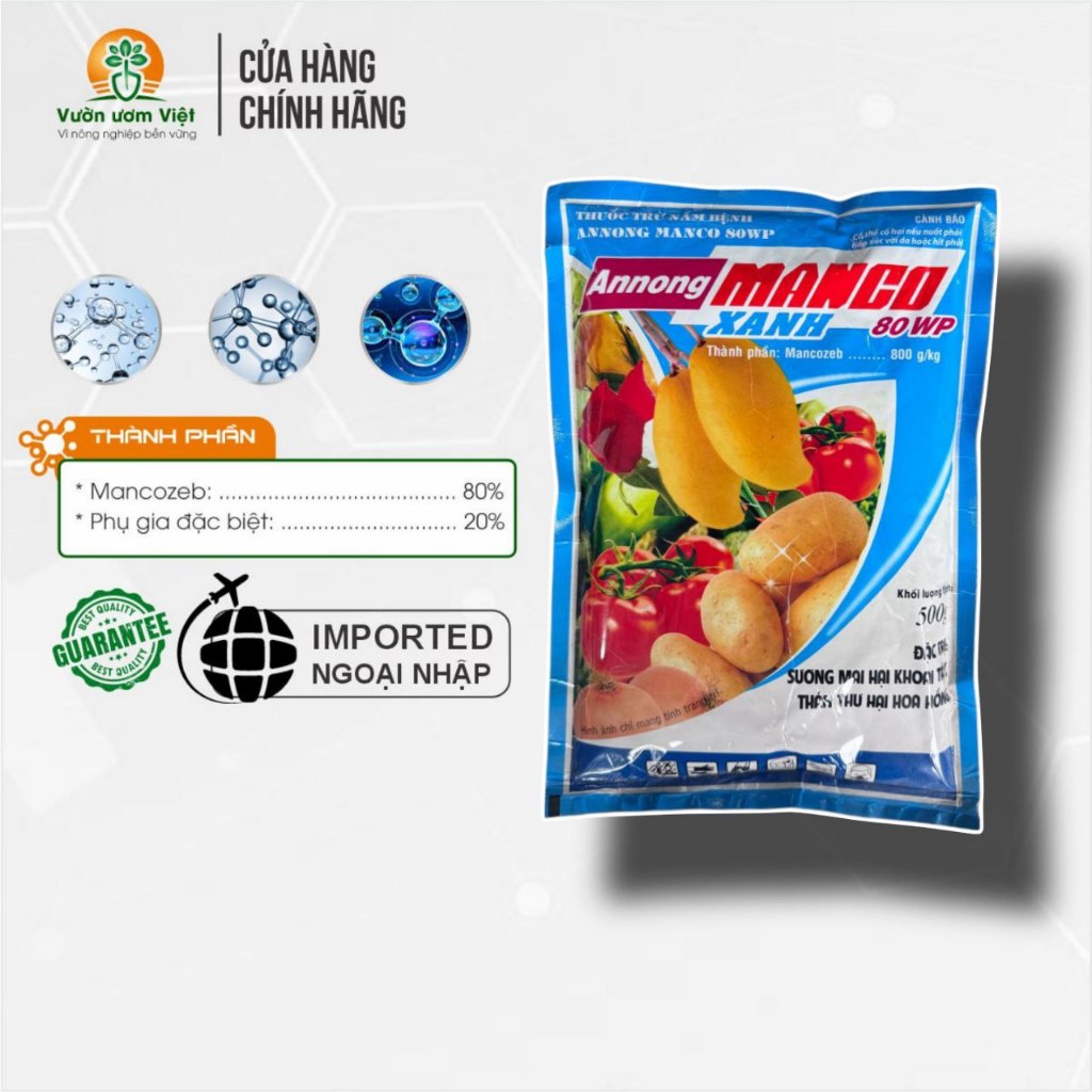 Thuốc trừ bệnh MANCO XANH (Mancozeb) ngăn ngừa và trị nấm bệnh phố rộng trên nhiều loại cây trồng