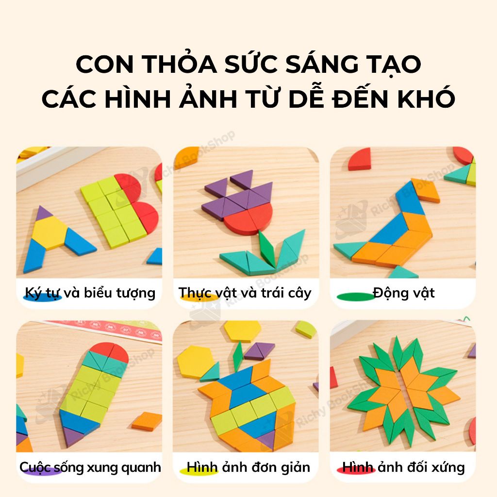 Xếp hình Tangram nam châm sáng tạo Mideer Magnetic Geometry Blocks 250pcs tặng kèm bảng từ