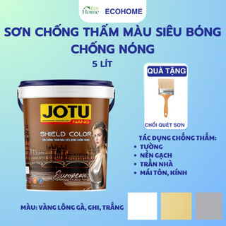 5 lít tặng kèm chổi 3''- Sơn chống thấm màu siêu bóng chống nóng, chống hấp thụ nhiệt, sơn bóng loáng, màu bắt mắt