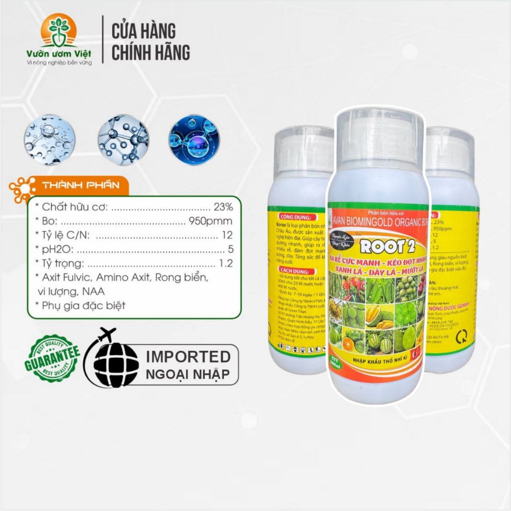 Phân bón hữu cơ Roots 2 nhập khẩu Thổ Nhĩ Kỳ, đậm đặc siêu tiết kiệm - 500ml