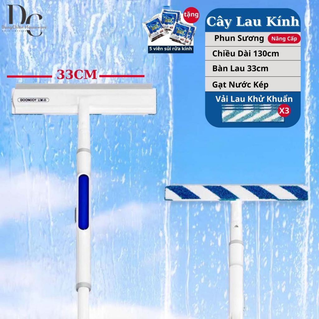 Cây Lau Kính Phun Sương Cán Dài Thông Minh Đa Chức Năng 3 in 1