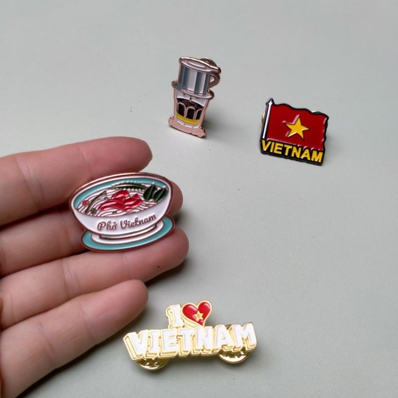 Pin cài áo kim loại,huy hiệu ghim cài áo túi balo hình lưu niệm việt ...