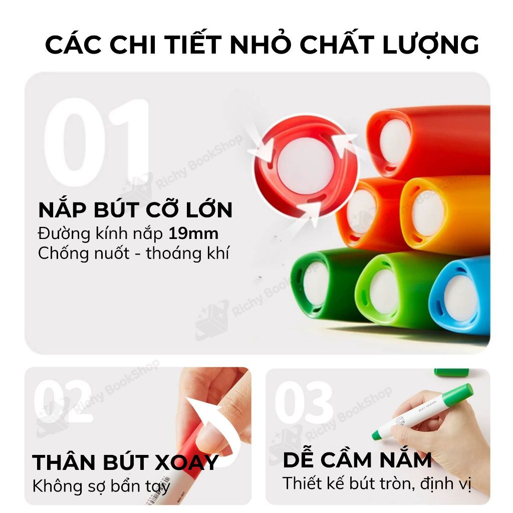 Bút màu sáp lụa hữu cơ kèm quai xách cho bé - Mideer Silky Crayon