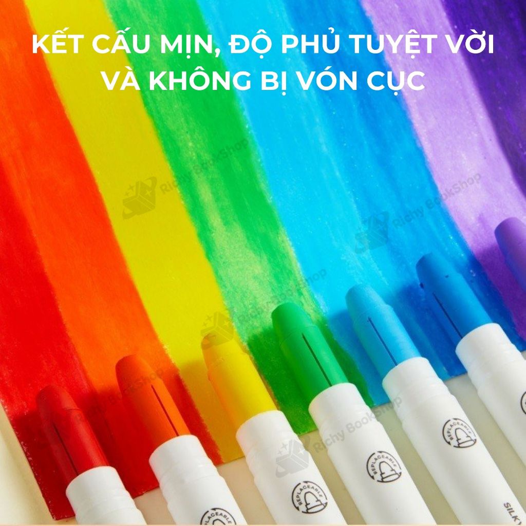 Bút màu sáp lụa hữu cơ kèm quai xách cho bé - Mideer Silky Crayon