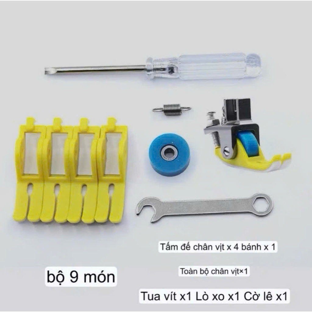 Bộ 9 Chân Vịt Nhựa Bánh Xe Chống Nhăn – Phụ Kiện Máy May 1 Kim Công Nghiệp