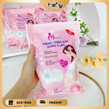 Miếng lót thấm sữa chống tràn MamiCare Kichi tiện ích loại 32 miếng &108 miếng, miếng lót sữa dùng 1 lần siêu khô thoáng