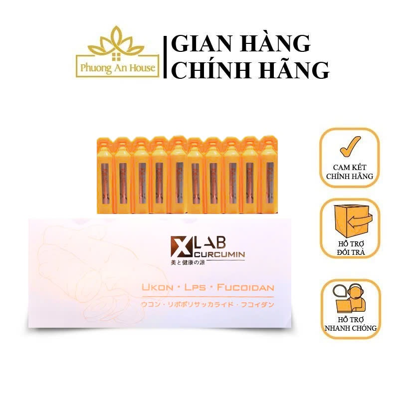 Nước uống nghệ Xlab Curcumin Ukon LPS Fucoidan Nhật Bản hộp 30 ống