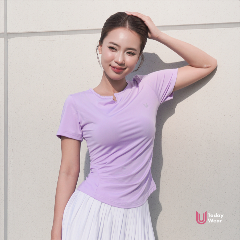 Ảnh Áo tập gym yoga nữ Slimfit Tee cổ V ngắn tay chất liệu co giãn thấm hút mồ hôi Today U Wear 4