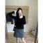 Triangle - Taupe long sleeved shirt (Cân nhắc kỹ, return is not welcomed)- Áo thun kiểu M.studio dài tay phối bèo