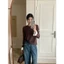 Triangle - Taupe long sleeved shirt (Cân nhắc kỹ, return is not welcomed)- Áo thun kiểu M.studio dài tay phối bèo