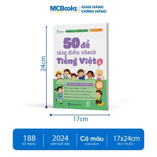 Sách - 50 Đề Tăng Điểm Nhanh Tiếng Việt Lớp 5 – Học Nhẹ Nhàng – Dễ Dàng Điểm Cao